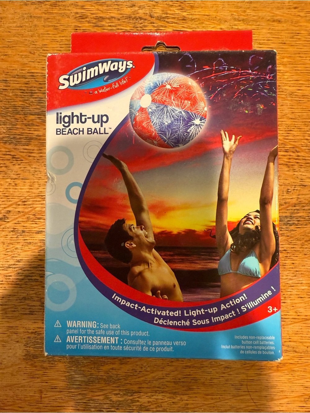 SwimWays Light-Up Beach Ball - Red/Blue/White
